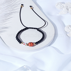 1Pc Sport Theme Acylic & Alloy Braided Bead Bracelets&nbsp;BJEW-LP0003-23B