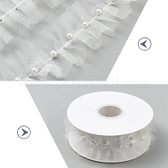 Polyester with Plastic Pearl Bead Wrinkle Ribbon&nbsp;OCOR-WH20003-63B