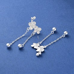 上質なシルバーフラワースタッドピアス999個  銀  40x14mm&nbsp;EJEW-P296-12S