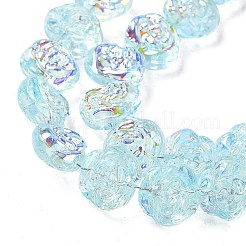 電気メッキガラスビーズセット  花  ABカラーメッキ  ライトシアン  12.5x14x8.5mm  穴：1mm  約50~51個/連  23.46''~23.86''（59.6~60.6センチメートル）&nbsp;EGLA-K061-09A-AB02