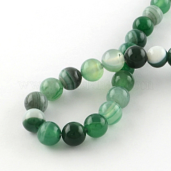 Dyed Natural Striped Agate/Banded Agate Round Bead Strands&nbsp;G-R342-8mm-06