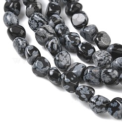 天然石スノーフレークオブシディアンビーズ連売り  ナゲット  タンブルストーン  6~8.5x6~7.5x5~8mm  穴：0.9mm  約27~35個/連  9.84~11.02''（25~28センチメートル）&nbsp;GG-CBA9392-13