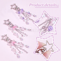 6Pcs 3 Styles Handmade Lampwork & Acrylic Tassel Pendant Decoration&nbsp;HJEW-GA00009