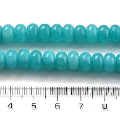 天然石ホワイトジェイドビーズ連売り  染め  ロンデル  シアン  8x5mm  穴：1mm  約74個/連  15.15インチ（38.5cm）&nbsp;G-E507-01U