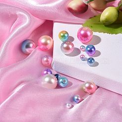 レインボーABSプラスチックイミテーションパールビーズ  グラデーションマーメイドパールビーズ  ラウンド  ミックスカラー  3~12x2.5~11.5mm  穴：1~2mm&nbsp;OACR-MSMC001-03