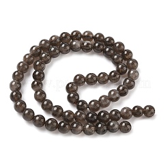 天然石スモーキークォーツビーズ連売り  グレードAB  ラウンド  6.5mm  穴：1mm  約63~64個/連  15~15.20''（38.1~38.6センチメートル）&nbsp;X-G-G184-A04-02