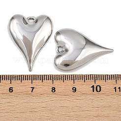 304ステンレスペンダント  ハートチャーム  ステンレス鋼色  28.5x22x3mm  穴：2.5mm&nbsp;STAS-L303-14P