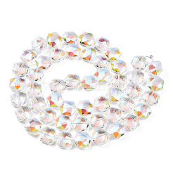 カット加工ガラスビーズ連売り  透明  六角  15x14x8mm  穴：1.2mm  約50個/連  29.29インチ〜29.53インチ（74.4~75cm）&nbsp;EGLA-E030-01E