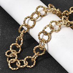 12MM Women's 304 Stainless Steel Textured Ring Link Chain Necklaces&nbsp;NJEW-A067-04G