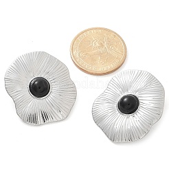 Natural Obsidian Stud Earrings&nbsp;EJEW-A118-08P