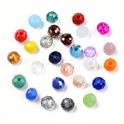 ガラスビーズ  混合スタイル  そろばん  多面カット  ミックスカラー  4x3.5mm  穴：1mm  約630個/50g&nbsp;GLAA-T029-03-01