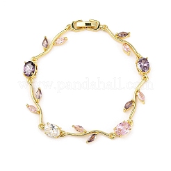 Brass Micro Pave Cubic Zirconia Link Bracelets for Women&nbsp;BJEW-H209-03G