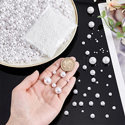 DIYビーズキット  ガラスシードビーズ入り  ABSプラスチックパール調ビーズ  ホワイト  2~12mm  穴：1~2.3mm  5030pc&nbsp;DIY-PH0030-47B