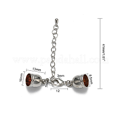 真鍮アジャスターチェーン  コードエンドとカニカン付き  ニッケルフリー  プラチナ  41mm  コー​​ド終了：13x10mm  穴：8.5mm&nbsp;LS-KK-L089-04P-NF