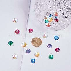 樹脂カボション  魚の鱗とフラットラウンド  ミックスカラー  12x3mm&nbsp;CRES-SC0001-03