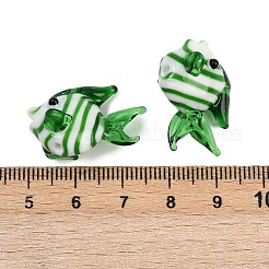 手作りランプワークビーズ  魚  グリーン  17~18x24~26x15~16mm  穴：1.1mm&nbsp;LAMP-D305-01D