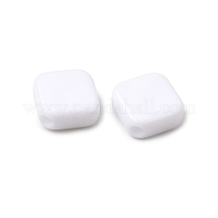 不透明なアクリルビーズ  菱形  ホワイト  13x13.5x5mm  穴：2mm&nbsp;OACR-WH0055-02A