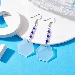 空白のアクリルダングルイヤリング  ガラスビーズ  六角  71x27.5mm&nbsp;EJEW-JE05665-04