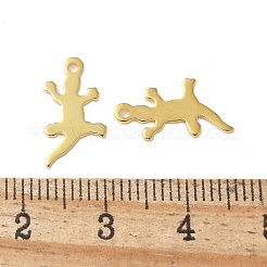 ステンレススチールチャーム201個  ヤモリのチャーム  ゴールドカラー  14.5x8x0.5mm  穴：1.2mm&nbsp;STAS-I330-047G