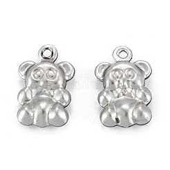 変色しない316サージカルステンレススチールチャーム  クマ  ステンレス鋼色  13x8x3mm  穴：1mm&nbsp;STAS-C026-02P