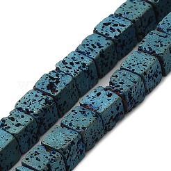電気メッキされた天然溶岩岩ビーズ連売り  正方形  ミックスカラー  4.5x4.5x4.5mm  穴：1mm  約89~91個/連  16.54''~17.32''（42~44センチメートル）&nbsp;G-Q1009-B01-01
