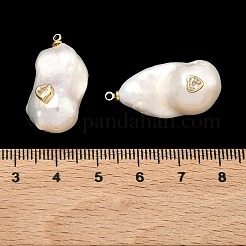 Brass & Pearl Micro Pave Cubic Zirconia Pendants&nbsp;KK-H259-13C-G01