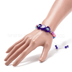 Lampwork Heart with Evil Eye Braided Bead Bracelet&nbsp;BJEW-JB08626