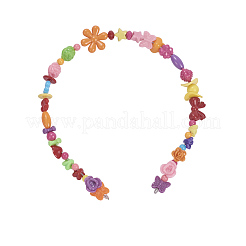 子供用diyブレスレット＆ヘアバンドジュエリー  アクリルビーズ  弾性水晶の線  鉄とステンレスのヘアバンドのパーツ  合金製カニカン  ステンレススチールとABSプラスチックハサミ  ミックスカラー  19x13x2.2cm&nbsp;DIY-YW0001-30
