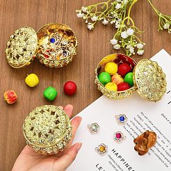 プラスチック製のギフトボックス  プレゼント お菓子 クッキー 収納  ローズ付き中空バレル  ゴールド  5.5x7cm  内径：6.3x3.9のCM&nbsp;CON-WH0087-45