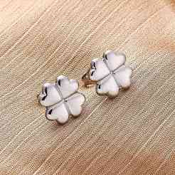 304ステンレススチールスタッドピアス  クローバー  ステンレス鋼色  10.5x10.5mm&nbsp;EJEW-Z098-06P