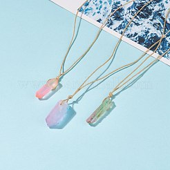 天然水晶ナゲット ペンダント ネックレス  女性のためのアクセサリー編みジュエリー  ミックスカラー  29.92~30.71インチ（76~78cm）&nbsp;NJEW-JN03940