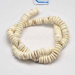天然マグネサイトビーズ連売り  ヒシビーズ  フラットラウンド/ディスク  乳白色  9~12x2~4mm  穴：1mm  約129個/連  39~39.5cm&nbsp;G-M138-43
