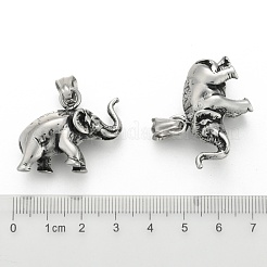 レトロ 316 サージカルステンレススチール 象のペンダント  アンティークシルバー  24.5x32x11mm  穴：5x9mm&nbsp;STAS-E096-15AS