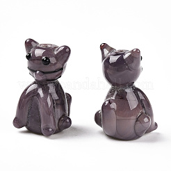 手作りランプワークビーズ  猫の形  ロージーブラウン  21x14.5x12.5mm  穴：1.8mm&nbsp;LAMP-T021-19B