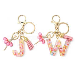 Letter A~Z Transparent Glitter Resin Pendant Keychains&nbsp;KEYC-FZ00024-02