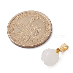 Natural White Jade Pumpkin Charms with Golden Tone 304 Stainless Steel Snap on Bails&nbsp;PALLOY-JF02349-03