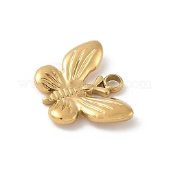 304ステンレススチールチャーム  バタフライチャーム  18KGP本金メッキ  12x15x2.5mm  穴：2mm&nbsp;STAS-P388-17G