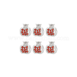 6個真鍮マイクロパヴェキュービックジルコニアペンダント  ザクロ  銀  10.5x10x6mm  穴：1.6mm&nbsp;KK-BC0013-82
