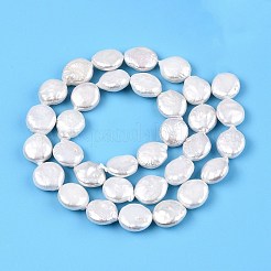 天然ケシパールビーズ連売り  養殖淡水パール  バロック真珠  フラットラウンド  乳白色  10~13x10~11x4~6mm  穴：0.6mm  約32~36個/連  14.96~15.35インチ（38~39cm）&nbsp;PEAR-S018-10A