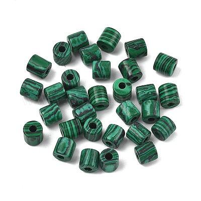 合成マラカイトビーズ コラム 9~9.5x8.5~9.5mm 穴：3.5mmの通販