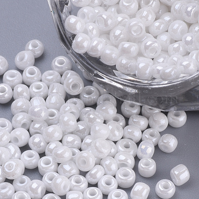 ベーキングペイント ガラスシードビーズ 8/0個  ラウンド  ホワイト  3x1.5~3mm  穴：1mm  約10000個/袋  約450 G /袋&nbsp;SEED-Q025-3mm-L32-1