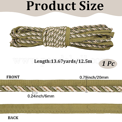 ポリエステルリボン  ソファクッションアクセサリー  淡い茶色  3/4インチ（20mm）  約13.67ヤード（12.5m）/ pc&nbsp;OCOR-CY0004-71B-1
