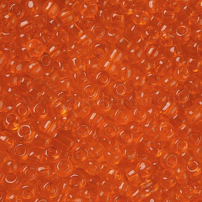 ガラスシードビーズ  トランスペアレント  ラウンド  オレンジ  6/0  4mm  穴：1.5mm  約300粒/30g&nbsp;X2-SEED-A004-4mm-9-1