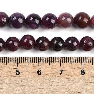 Natural Gemstone Ruby Round Beads Strands&nbsp;G-O017-7mm-06-1