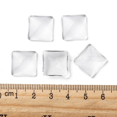 無色透明ガラスの正方形のカボション  15x5mm&nbsp;GGLA-A001-15mm-1