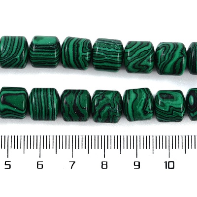 合成マラカイトビーズ連売り コラム 10x10mm 穴：1.4mm 約40個/連  