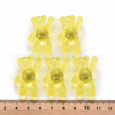 透明なアクリルビーズ  クマ  きいろ  37x28x13mm  穴：2.5mm  約133個/500g&nbsp;MACR-S373-01B-916-1