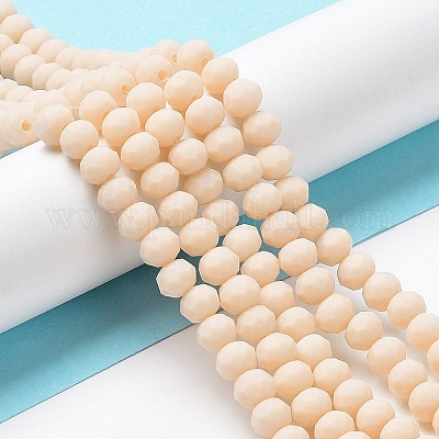 ガラスビーズ連売り  多面カット  艶消し  ロンデル  桃パフ  10mm  穴：1mm  約60~61個/連  46~48cm&nbsp;EGLA-A034-P10mm-MD05-1