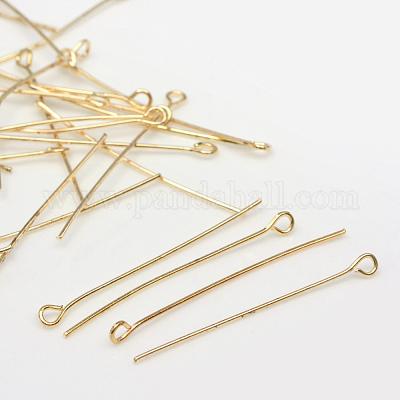 アイアン製9ピン  ライトゴールド  50x0.6mm  穴：2mm  約2100個/500g&nbsp;IFIN-R218-0.6x50-KC-1