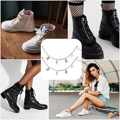 合金ブーツストラップチェーン カニカン付き 靴の装飾 プラチナ 303mm